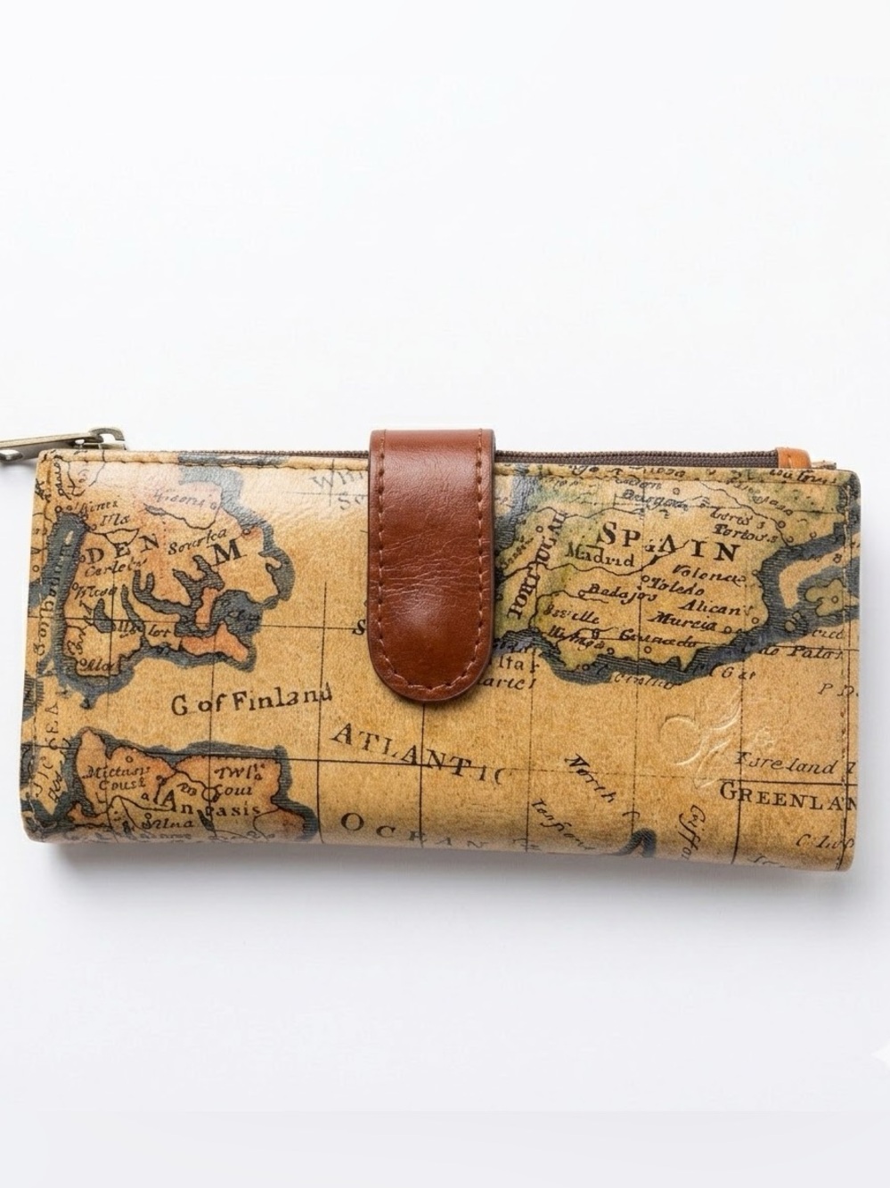 Patricia Nash Brown Leather World Map Travel Bohemian Wallet